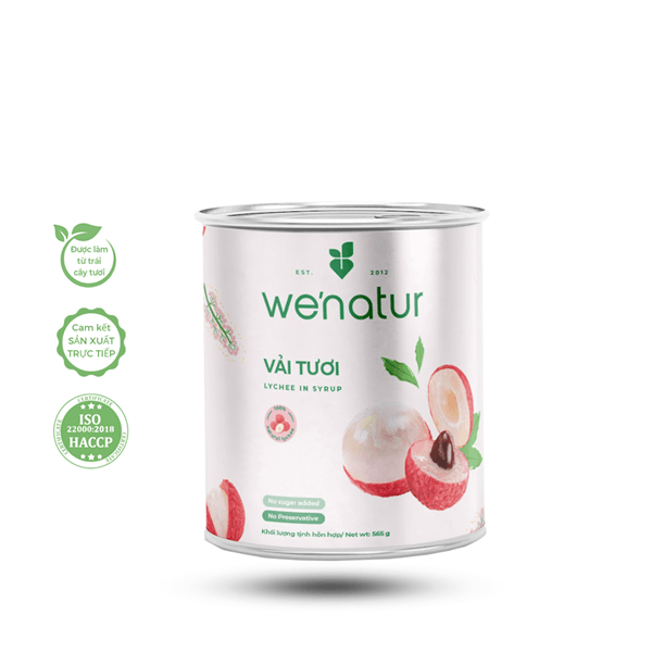 Vải tươi đóng lon 565g